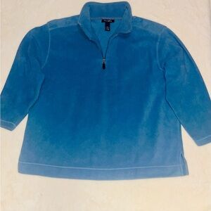 Denim&Co Women's Zip-Up Blue Fleece Pullover Sweater